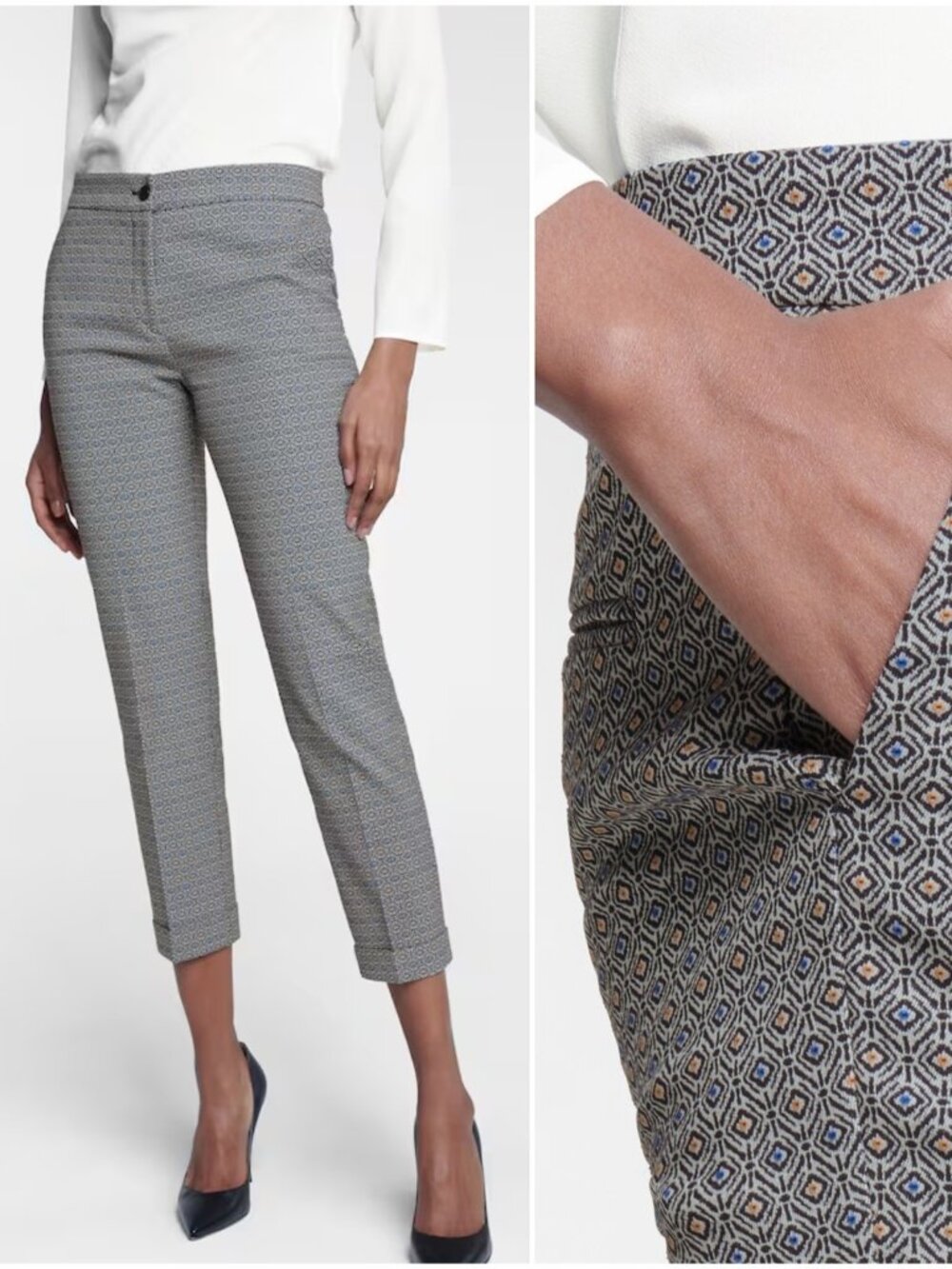 ETRO Milano Women's Geometric High-Rise Printed Slim Pants size 44 IT/ 8 US